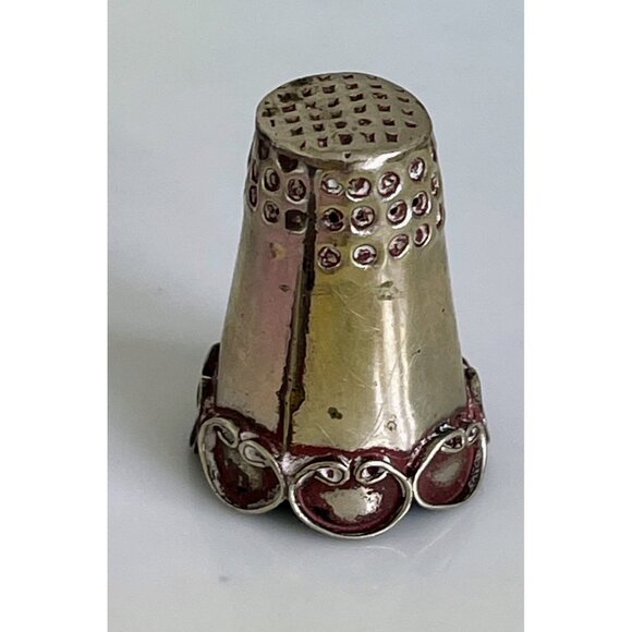 Vintage lot 2 Thimbles Ornate Taxco Mexico Sterling Alpaca silver - Picture 6 of 15